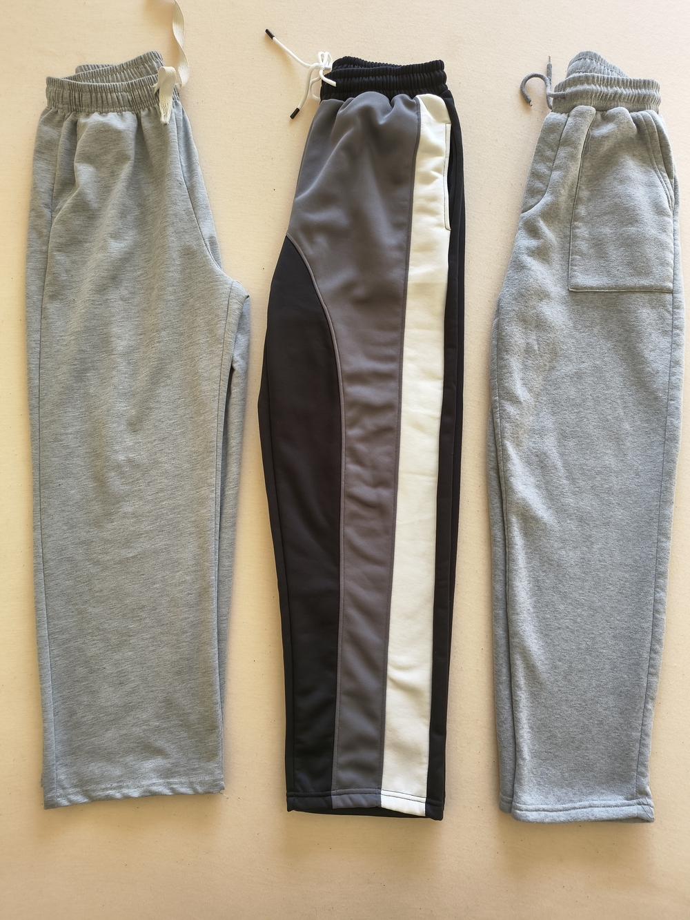 Men's Grey and Black Athletic Track Pants - Casual Performance